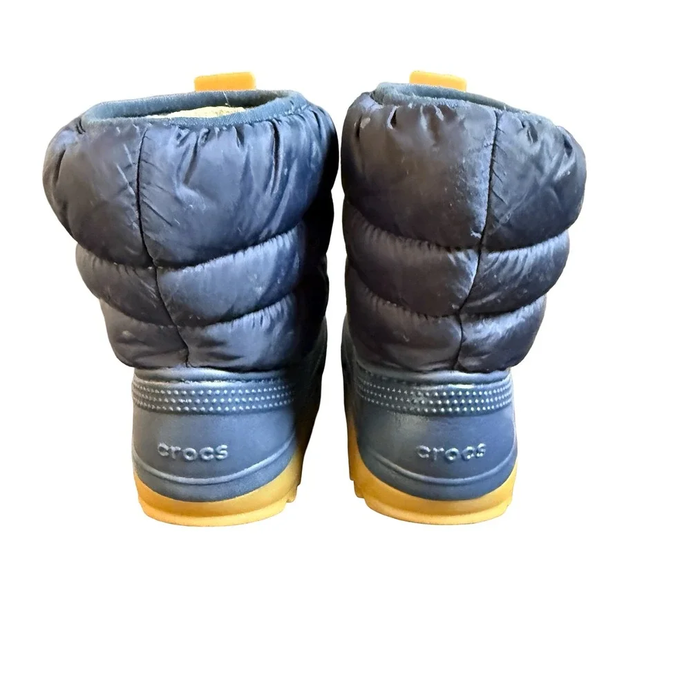 Crocs Kids Neo Puff Boot Navy Blue Sherpa Lined Winter Boots C7 207683 Toddler